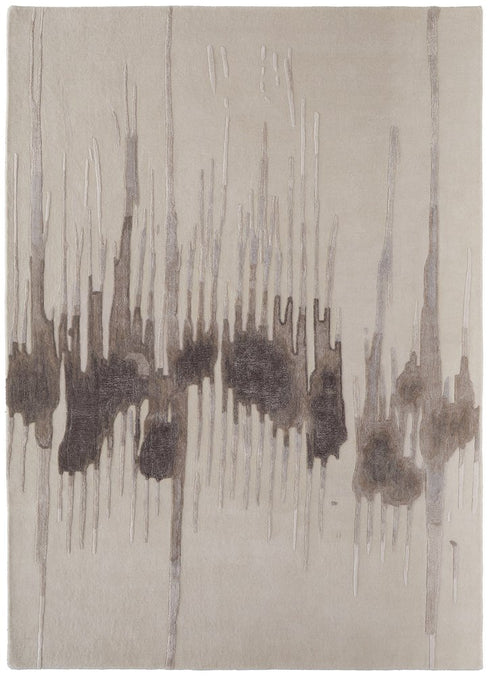 9' X 12' Ivory Taupe and Brown Abstract Hand Tufted Area Rug