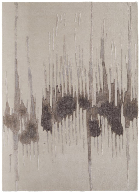 9' X 12' Ivory Taupe and Brown Abstract Hand Tufted Area Rug