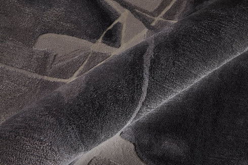 9' X 12' Gray and Ivory Abstract Hand Tufted Area Rug