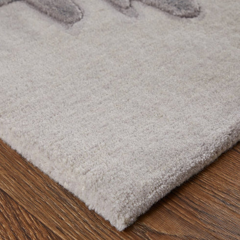 9' X 12' Gray and Ivory Abstract Hand Tufted Area Rug