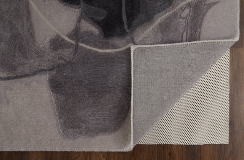 9' X 12' Gray and Ivory Abstract Hand Tufted Area Rug
