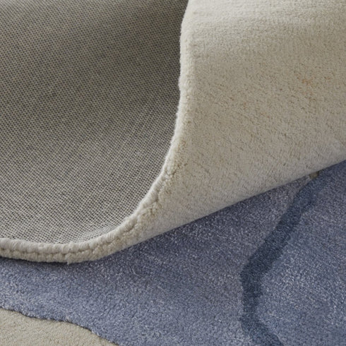 8' X 10' Blue and Ivory Abstract Hand Tufted Area Rug