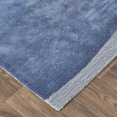8' X 10' Blue and Ivory Abstract Hand Tufted Area Rug