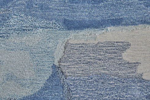 8' X 10' Blue and Ivory Abstract Hand Tufted Area Rug