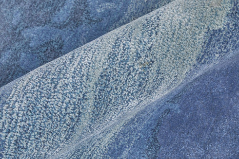 8' X 10' Blue and Ivory Abstract Hand Tufted Area Rug