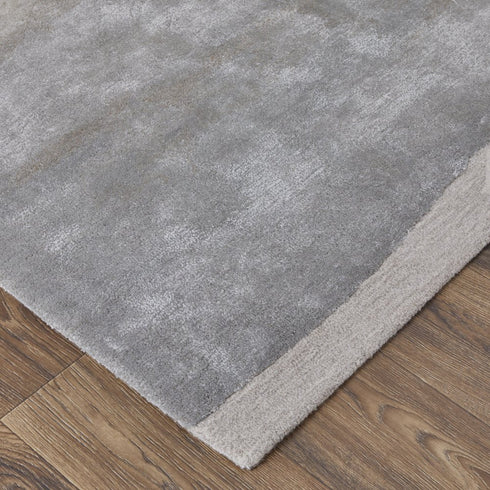 9' X 12' Gray and Ivory Abstract Hand Tufted Area Rug