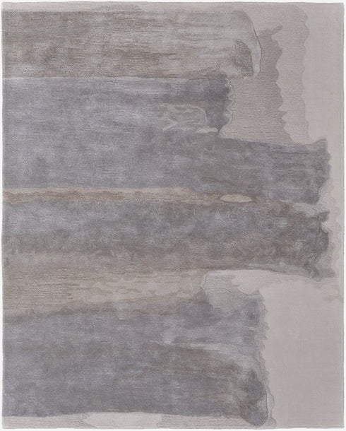 9' X 12' Gray and Ivory Abstract Hand Tufted Area Rug