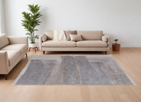 9' X 12' Gray and Ivory Abstract Hand Tufted Area Rug