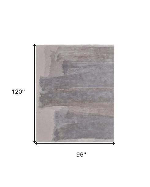 9' X 12' Gray and Ivory Abstract Hand Tufted Area Rug
