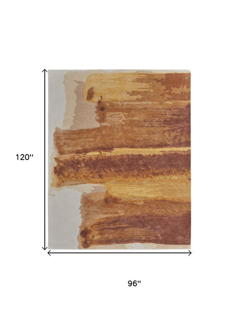 8' X 10' Ivory Red and Orange Abstract Hand Tufted Area Rug