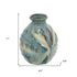 11" Blue Beige And Brown Abstract Round Ceramic Table Vase