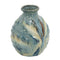 11" Blue Beige And Brown Abstract Round Ceramic Table Vase