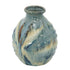 11" Blue Beige And Brown Abstract Round Ceramic Table Vase