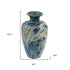 16" Ivory and Blue Ceramic Abstract Round Table Vase