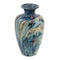 16" Ivory and Blue Ceramic Abstract Round Table Vase