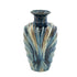 16" Ivory and Blue Ceramic Abstract Round Table Vase