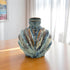 11" Blue Beige And Brown Abstract Wavy Ceramic Table Vase
