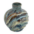 11" Blue Beige And Brown Abstract Wavy Ceramic Table Vase