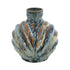 11" Blue Beige And Brown Abstract Wavy Ceramic Table Vase