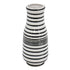 18" Black And White Hand Painted Stripe Ceramic Table Vase