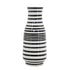 18" Black And White Hand Painted Stripe Ceramic Table Vase