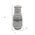 18" Black And White Hand Painted Stripe Ceramic Table Vase