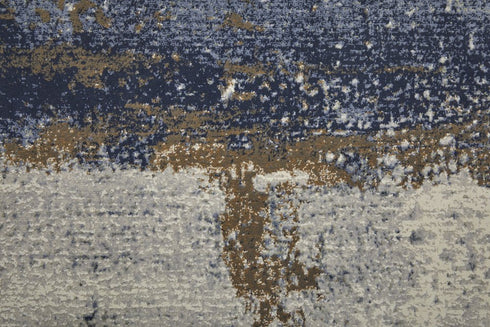 9' X 12' Ivory Blue and Brown Abstract Power Loom Area Rug