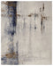 9' X 12' Ivory Blue and Brown Abstract Power Loom Area Rug
