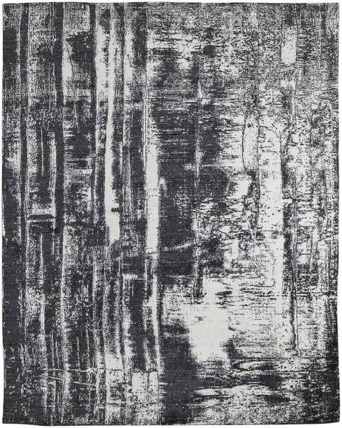 9' X 12' Black and Gray Abstract Hand Woven Area Rug