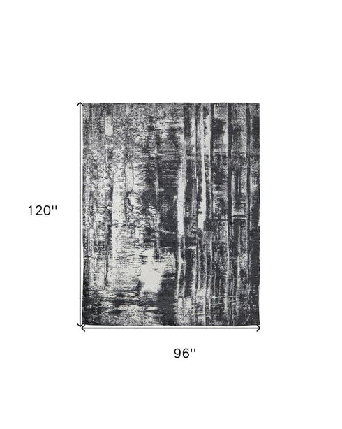 9' X 12' Black and Gray Abstract Hand Woven Area Rug
