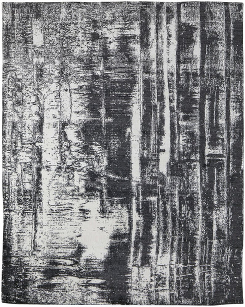 9' X 12' Black and Gray Abstract Hand Woven Area Rug