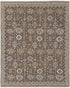 8' X 10' Gray and Ivory Wool Oriental Hand Knotted Area Rug With Fringe