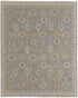 8' X 10' Gray and Ivory Wool Oriental Hand Knotted Area Rug With Fringe