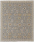 8' X 10' Gray and Ivory Wool Oriental Hand Knotted Area Rug With Fringe