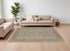 6' X 9' Ivory Gray and Tan Wool Oriental Hand Knotted Area Rug With Fringe
