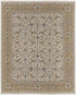 6' X 9' Ivory Gray and Tan Wool Oriental Hand Knotted Area Rug With Fringe