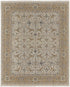 6' X 9' Ivory Gray and Tan Wool Oriental Hand Knotted Area Rug With Fringe