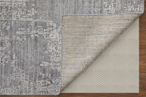 5' X 8' Gray And Silver Abstract Hand Woven Distressed Area Rug