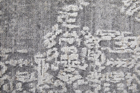 5' X 8' Gray And Silver Abstract Hand Woven Distressed Area Rug