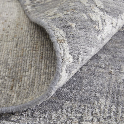 5' X 8' Gray And Silver Abstract Hand Woven Distressed Area Rug