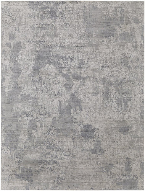5' X 8' Gray And Silver Abstract Hand Woven Distressed Area Rug