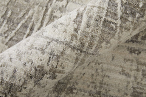 8' X 10' Gray and Silver Abstract Hand Woven Worn Faded Area Rug