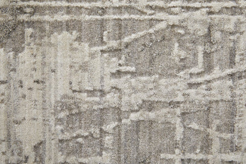 8' X 10' Gray and Silver Abstract Hand Woven Worn Faded Area Rug