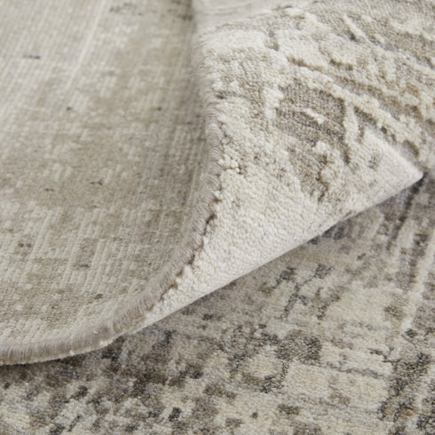 8' X 10' Gray and Silver Abstract Hand Woven Worn Faded Area Rug