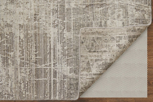 8' X 10' Gray and Silver Abstract Hand Woven Worn Faded Area Rug