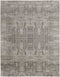 8' X 10' Gray and Silver Abstract Hand Woven Worn Faded Area Rug