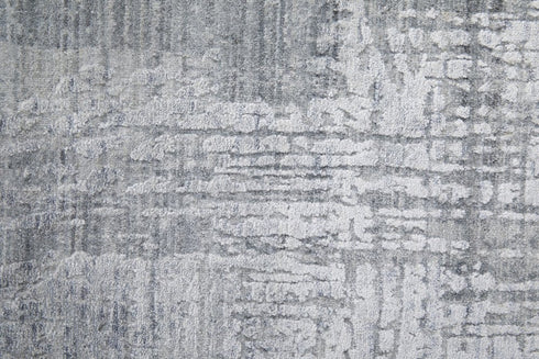 5' X 8' Light Blue and Silver Abstract Hand Woven Worn Faded Area Rug