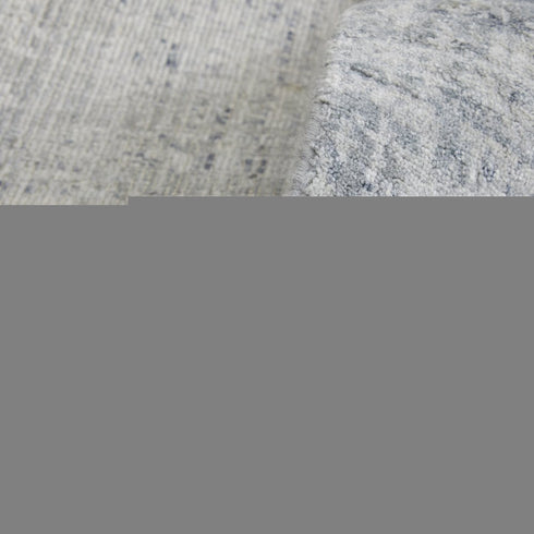 5' X 8' Light Blue and Silver Abstract Hand Woven Worn Faded Area Rug