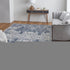 8' X 10' Blue and Ivory Abstract Hand Woven Worn Faded Area Rug