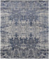 8' X 10' Blue and Ivory Abstract Hand Woven Worn Faded Area Rug